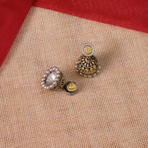 Dual Toned Geometric Design Beads Terracotta & Clay Choker Necklace Set - Picture 5 of 5